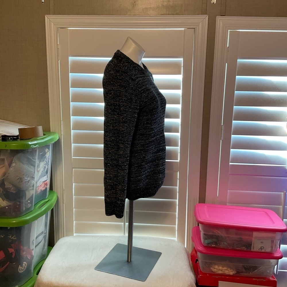 Women’s Black Marled Crewneck Sweater - Classic Everyday Knit